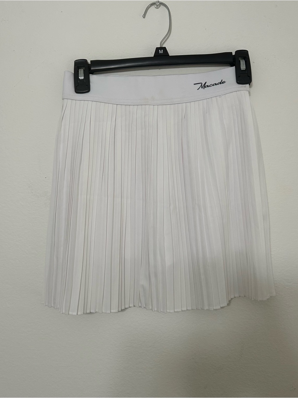 White Pleated macade golf A-Line Skirt